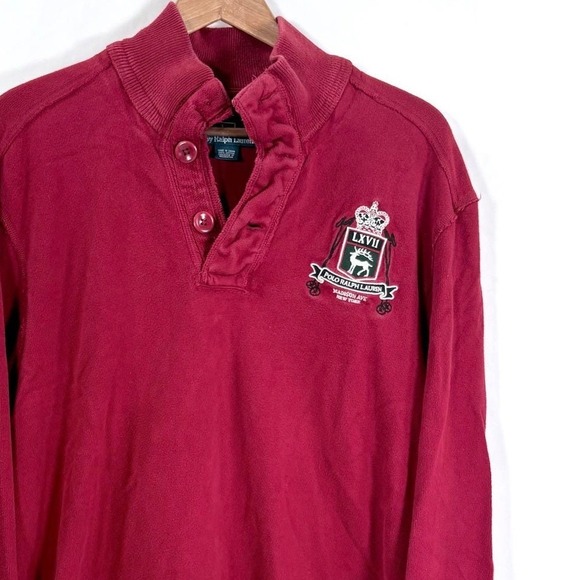 Polo Ralph Lauren Other - VTG Polo Ralph Lauren Red Crest Logo Long Sleeve Rugby Shirt Men's Size L